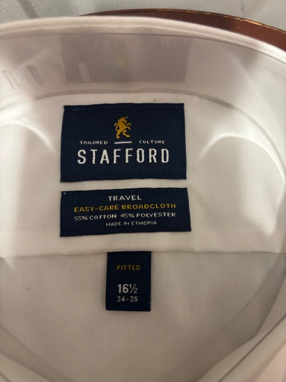 Stafford Men's White Easy-Care Stretch Dress Shirt (C1) - Picture 3 of 4